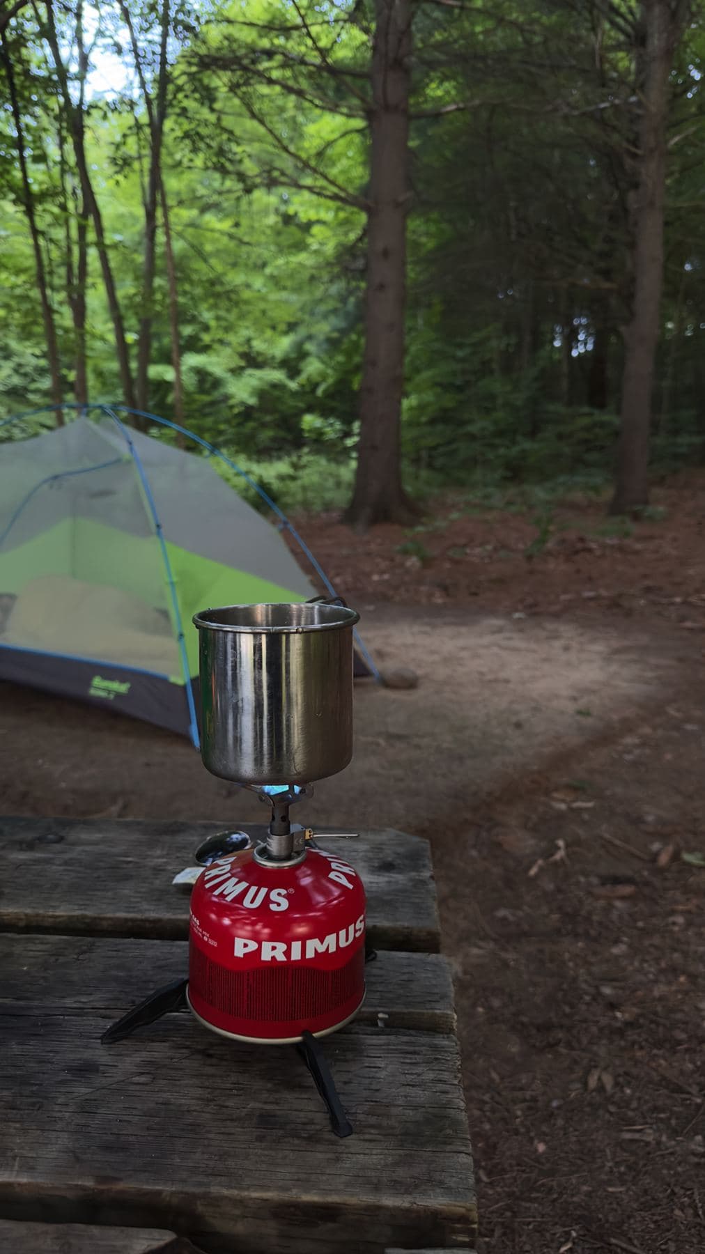 Stove and pot at a campsite